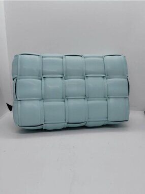 NEW light blue weave pattern PU leather purse.